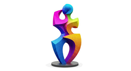 Colorful Abstract Sculpture on White Background.