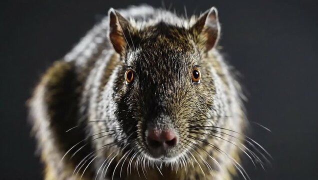 Small Brown Degu Close Up Against Dark Background