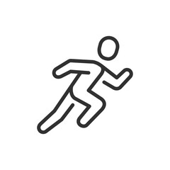 Running person, linear icon. Sprint and athletic competition. Line with editable stroke.