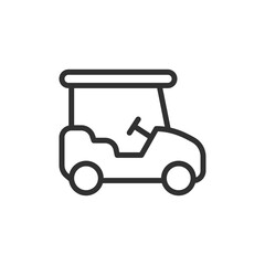 Golf cart, linear icon. Transportation and leisure vehicle concept. Line with editable stroke