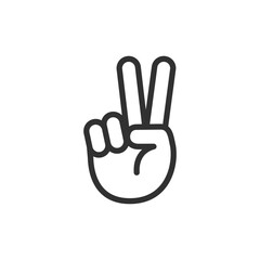 Hand peace gesture circle, linear icon. Sign of friendship and unity. Line with editable stroke.