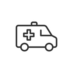 Ambulance van, linear icon. Emergency medical transport and rescue. Line with editable stroke.