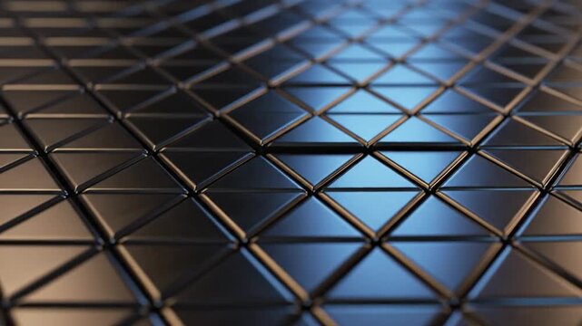Abstract geometric surface composed of triangular elements in metallic tones for modern designs