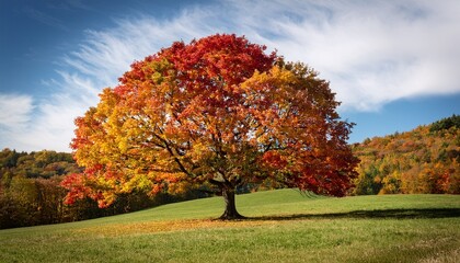 Naklejka premium Colorful Tree Displaying Seasonal Hues