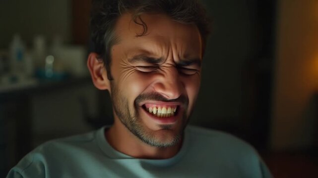 Man experiencing severe toothache and oral pain needs dental care and treatment
