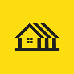 Line house home logo symbol icon flat stock vector design