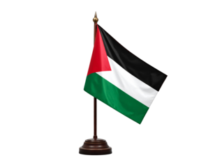  Waving Palestinian Flag on Flagpole – Transparent Background PNG