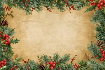 Christmas blank design old paper template.