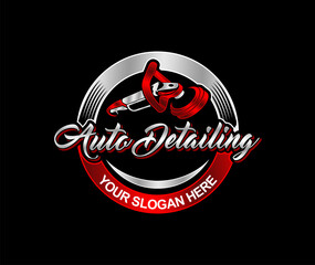 car auto detailing service polisher logo design emblem vector illustration modern 