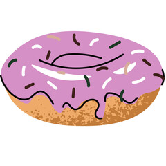 Delicious Frosted Donut With Colorful Sprinkles On A Transparent Background For Food Related Designs