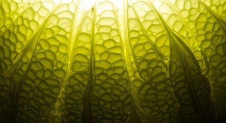Abstract Macro Photography Captures Internal Citrus Fruit Cell Structures in Artistic Detail
