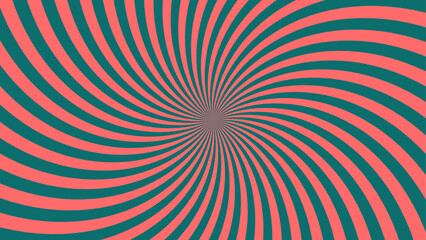 Twisted Sunburst Background in Coral and Teal — Dynamic Modern Vector Design