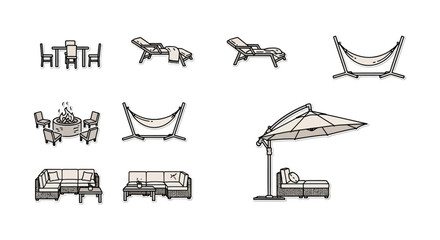Obraz premium outdoor furniture set arranging patio lounge sets for a relaxing backyard oasis perfect for summer gatherings and family relaxation