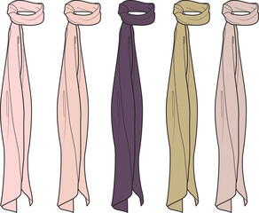 Elegant Collection of Fashion Scarves in Various Shades A Vector Illustration for Design