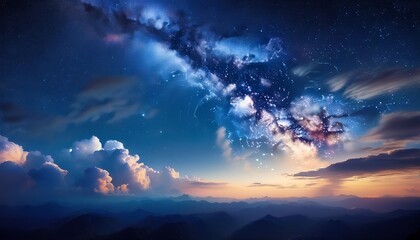 Naklejka premium Cosmic Cloudscape At Night