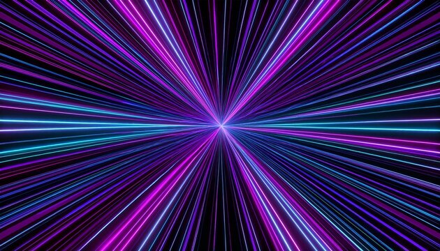 neon colored lines purple and blue moving strokes or lasers to the middle on black background