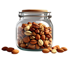  glass jar with nuts HD transparent background PNG Stock Photographic Image