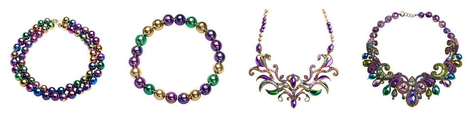 Obraz premium Frames made of beaded necklaces with varying colors designs.