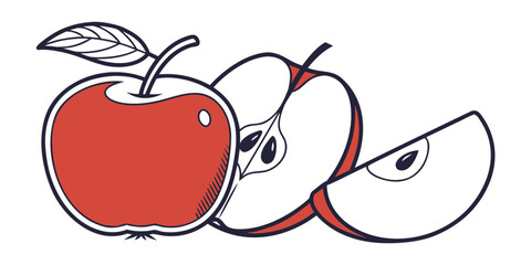 Minimal Apple Vector Icon, Flat Style, Bold Outline, Clean Modern Design, White Background