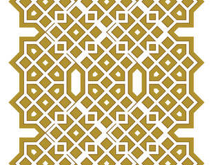 Symmetrical Gold Lattice – Traditional Islamic Art Inspired Pattern