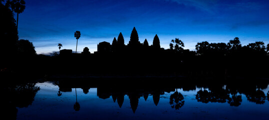 Panoramic view of Angkor Wat at sunrise, Cambodia's iconic UNESCO World Heritage temple complex