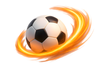 Glowing Energy Swirl Around Soccer Ball – Dynamic 3D Render on Transparent Background
