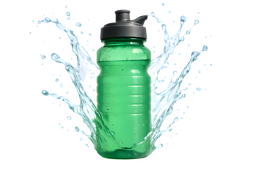 Athletic Water Bottle Splash – Dynamic 3D Render on White Background