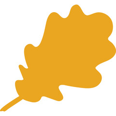 Golden Autumn Oak Leaf Silhouette Isolated on Transparent Background Symbolizing Fall Season and Nature