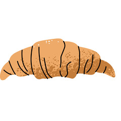 Golden Brown Croissant Pastry with Black Swirls and Sugar Sprinkles Isolated on White Background Ideal for Breakfast and Baking Themes