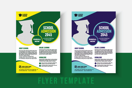kids school admission flyer template. Flyer brochure cover template for Kids back to school education admission layout design. Creative and modern kids admission education poster, brochure layout.
