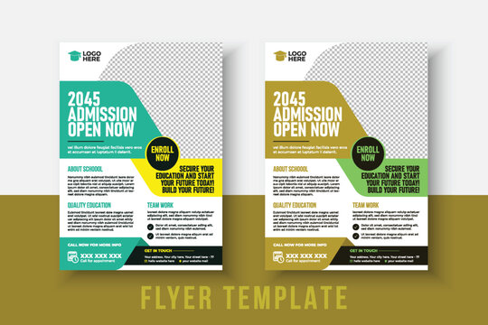 kids school admission flyer template. Flyer brochure cover template for Kids back to school education admission layout design. Creative and modern kids admission education poster, brochure layout.