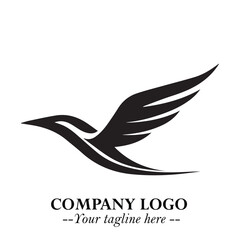 Plane Flying Fast Logo Symbol in Black on the White Background with Dynamic Aviation Design