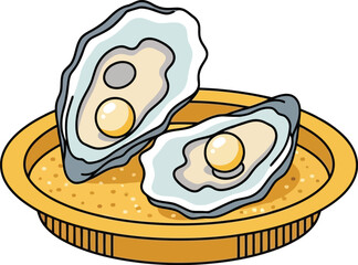 Fresh oysters on wooden plate delicious seafood appetizer healthy ocean cuisine ingredient vector