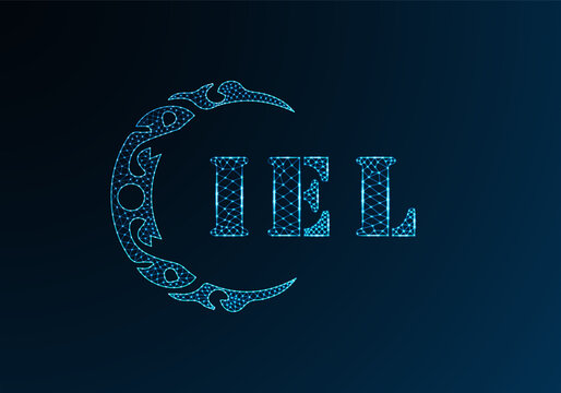 Low poly letter logo IEL design. IEL letter logo low poly vector design on blue color gradient background. IEL logo low poly design