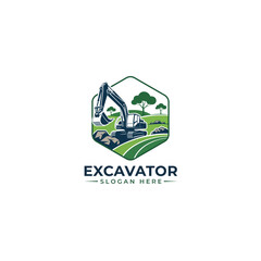 Excavator Construction Logo Design Template