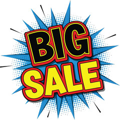 Explosive big sale announcement pop art style comic book burst graphic for retail promotions vector
