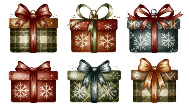 Watercolor Christmas Presents Collection for Festive Season, Holiday Gifts