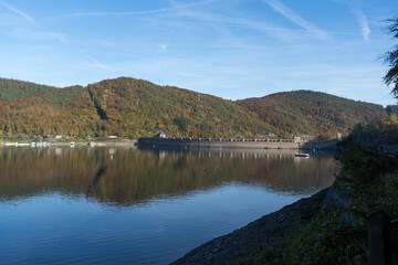 old historic dam at the lake Edersee in germany