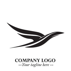Plane Flying Fast Logo Symbol in Black on the White Background with Dynamic Aviation Design