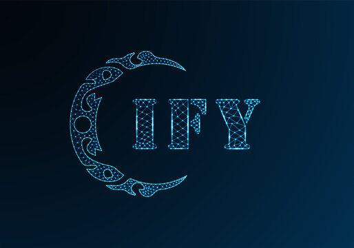 Low poly letter logo IFY design. IFY letter logo low poly vector design on blue color gradient background. IFY logo low poly design