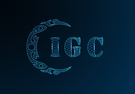 Low poly letter logo IGC design. IGC letter logo low poly vector design on blue color gradient background. IGC logo low poly design