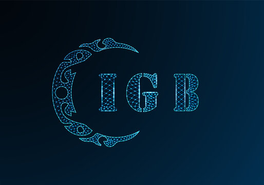 Low poly letter logo IGB design. IGB letter logo low poly vector design on blue color gradient background. IGB logo low poly design