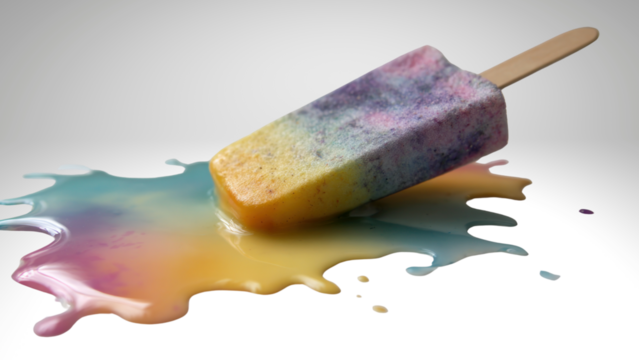 Frozen fruit popsicle or ice cream stick isolated on white background as a sweet summer dessert snack