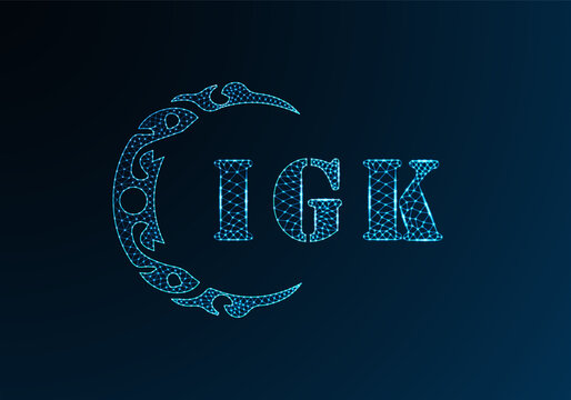 Low poly letter logo IGK design. IGK letter logo low poly vector design on blue color gradient background. IGK logo low poly design
