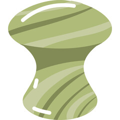 Gua Sha Massage Tool with Light Green Stripes and Reflective Surface on Transparent Background Ideal for Skincare and Beauty Routines