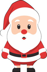 A charming and whimsical cartoon illustration of Santa Claus, perfect for all your Christmas and holiday-themed projects. This vector graphic features Santa in his iconic red suit, white beard, and ha