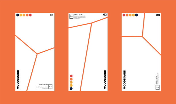 Comic Panel Portrait Moodboard Design with Harmonized Color Palette on Vertical 1:2 Background