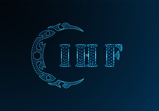 Low poly letter logo IHF design. IHF letter logo low poly vector design on blue color gradient background. IHF logo low poly design