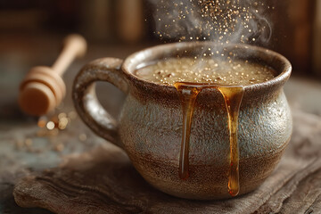Fototapeta premium Sbiten traditional slavic hot drink with honey, ginger and spices.