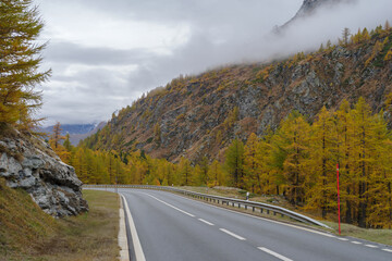 Road on the Simplon Pass, between Switzerland and Italy